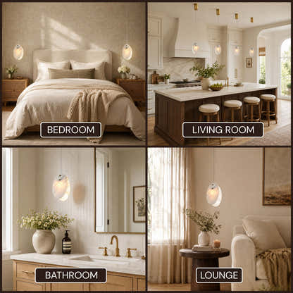 Pietra White Stone Oval Pendant 10"H