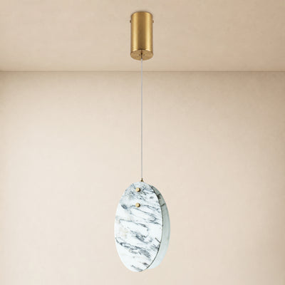 Pietra Eastern White Stone Oval Pendant 10"H