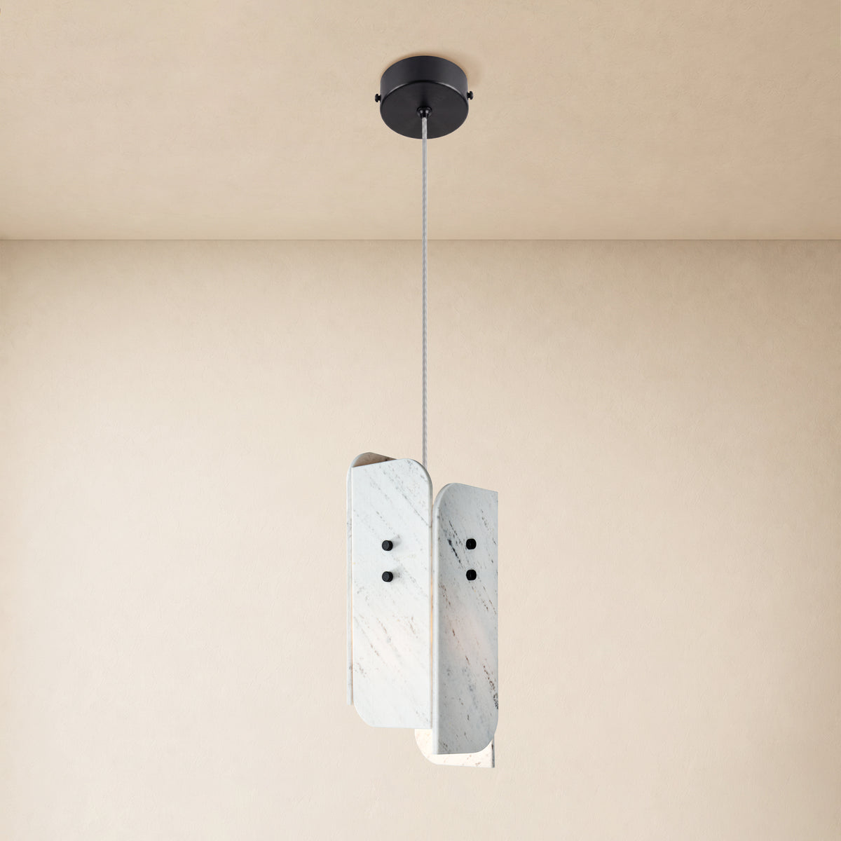 Pietra White Marble Oval Pendant Light 6"D