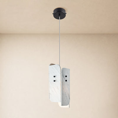Pietra White Marble Oval Pendant Light 6"D