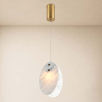 Pietra White Stone Oval Pendant 10"H