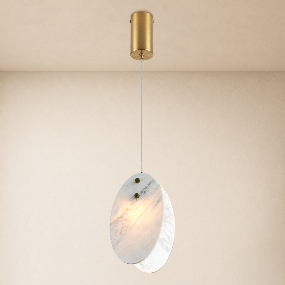 Pietra White Stone Oval Pendant 10"H