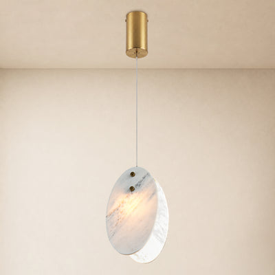 Pietra White Stone Oval Pendant 10"H