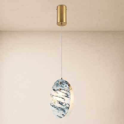 Pietra Eastern White Stone Oval Pendant 10"H