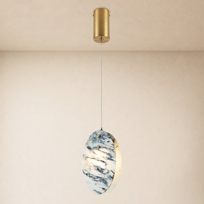 Pietra Eastern White Stone Oval Pendant 10"H