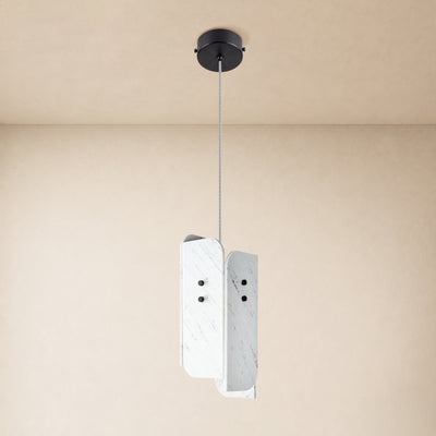 Pietra White Marble Oval Pendant Light 6"D