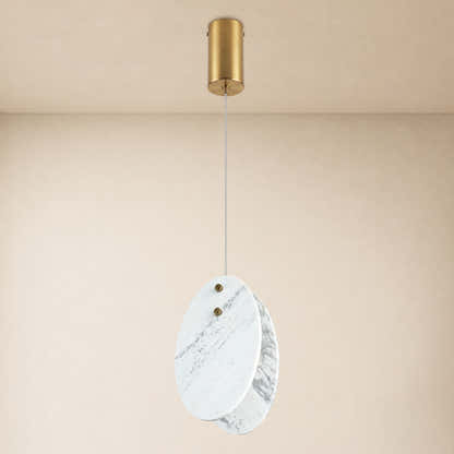 Pietra White Stone Oval Pendant 10"H