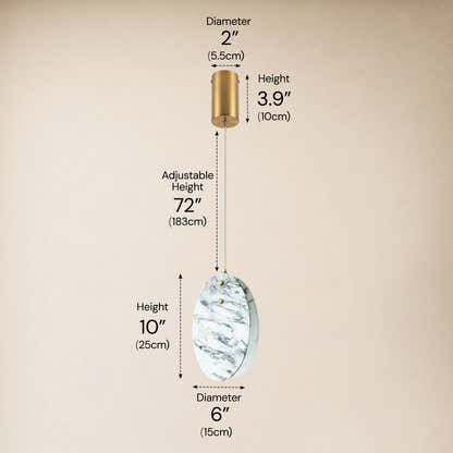 Pietra Eastern White Stone Oval Pendant 10"H