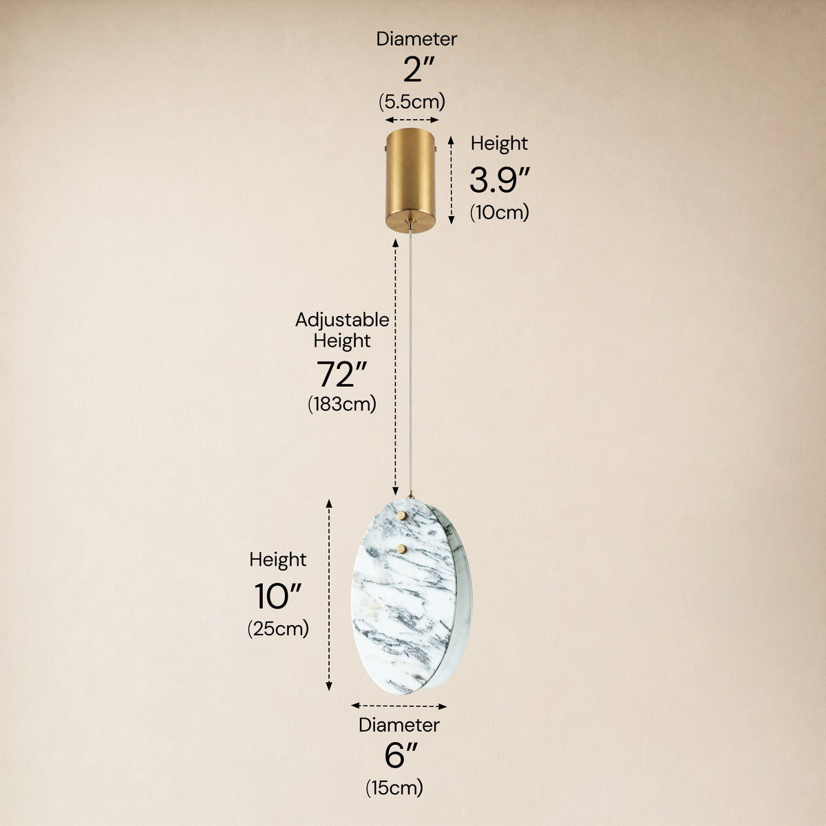 Pietra Eastern White Stone Oval Pendant 10"H