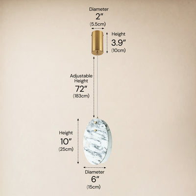 Pietra Eastern White Stone Oval Pendant 10"H