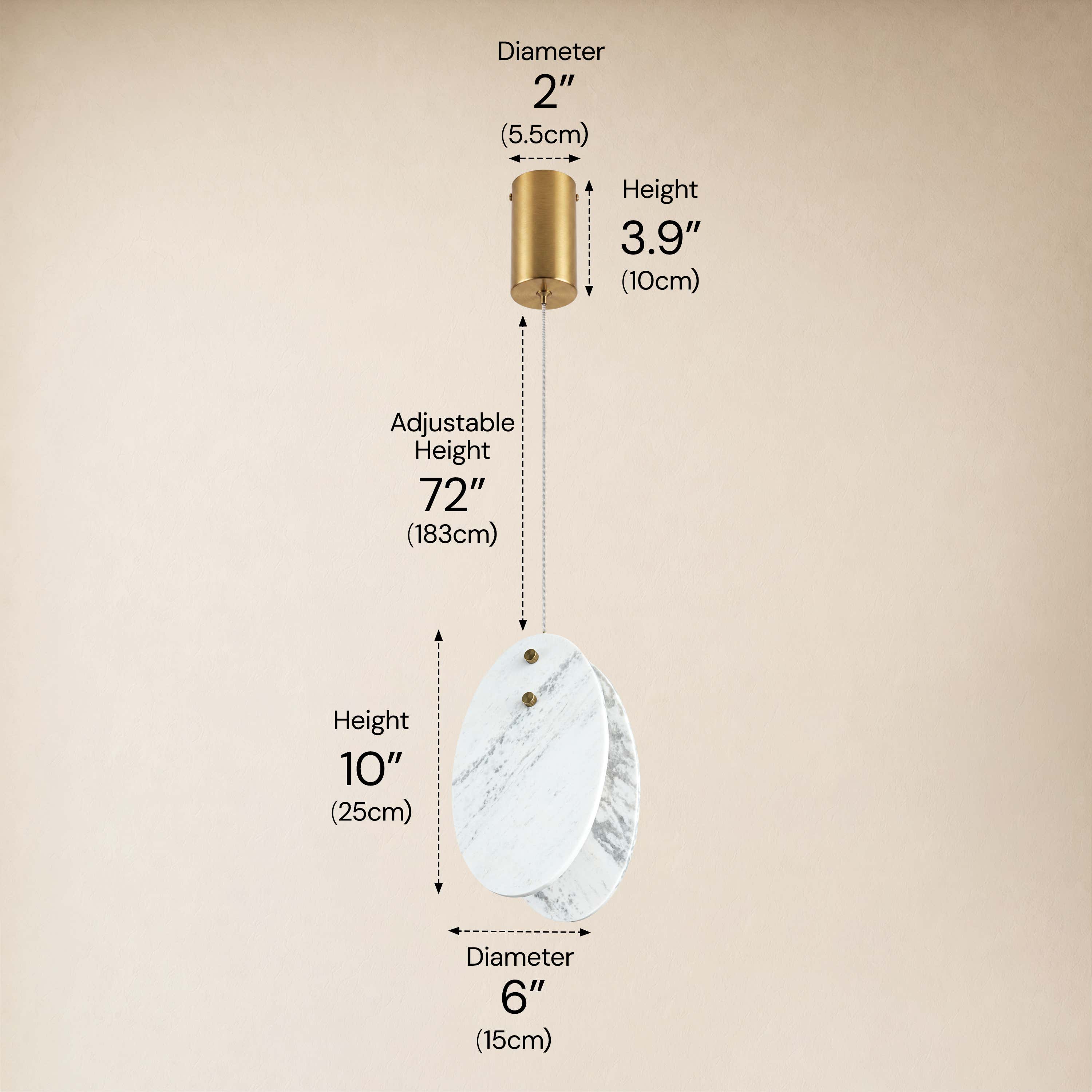 Pietra White Stone Oval Pendant 10"H