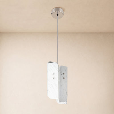 Pietra White Marble Oval Pendant Light 6"D