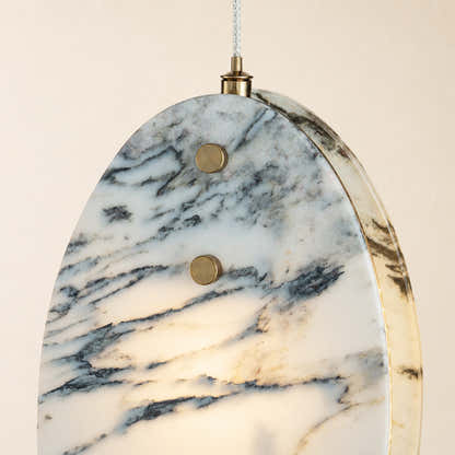 Pietra Eastern White Stone Oval Pendant 10"H