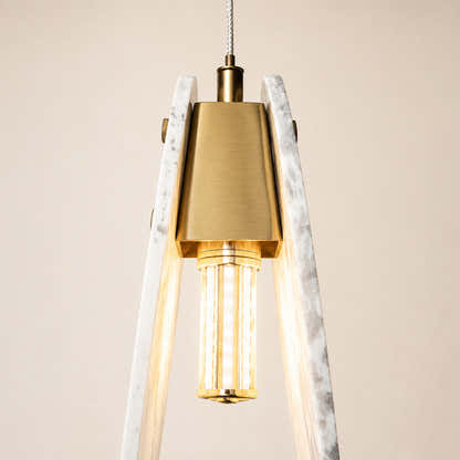 Pietra White Stone Oval Pendant 10"H