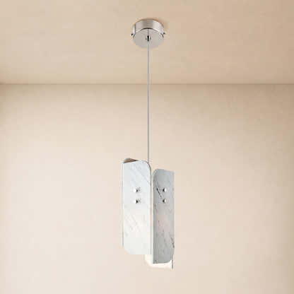 Pietra White Marble Oval Pendant Light 6"D