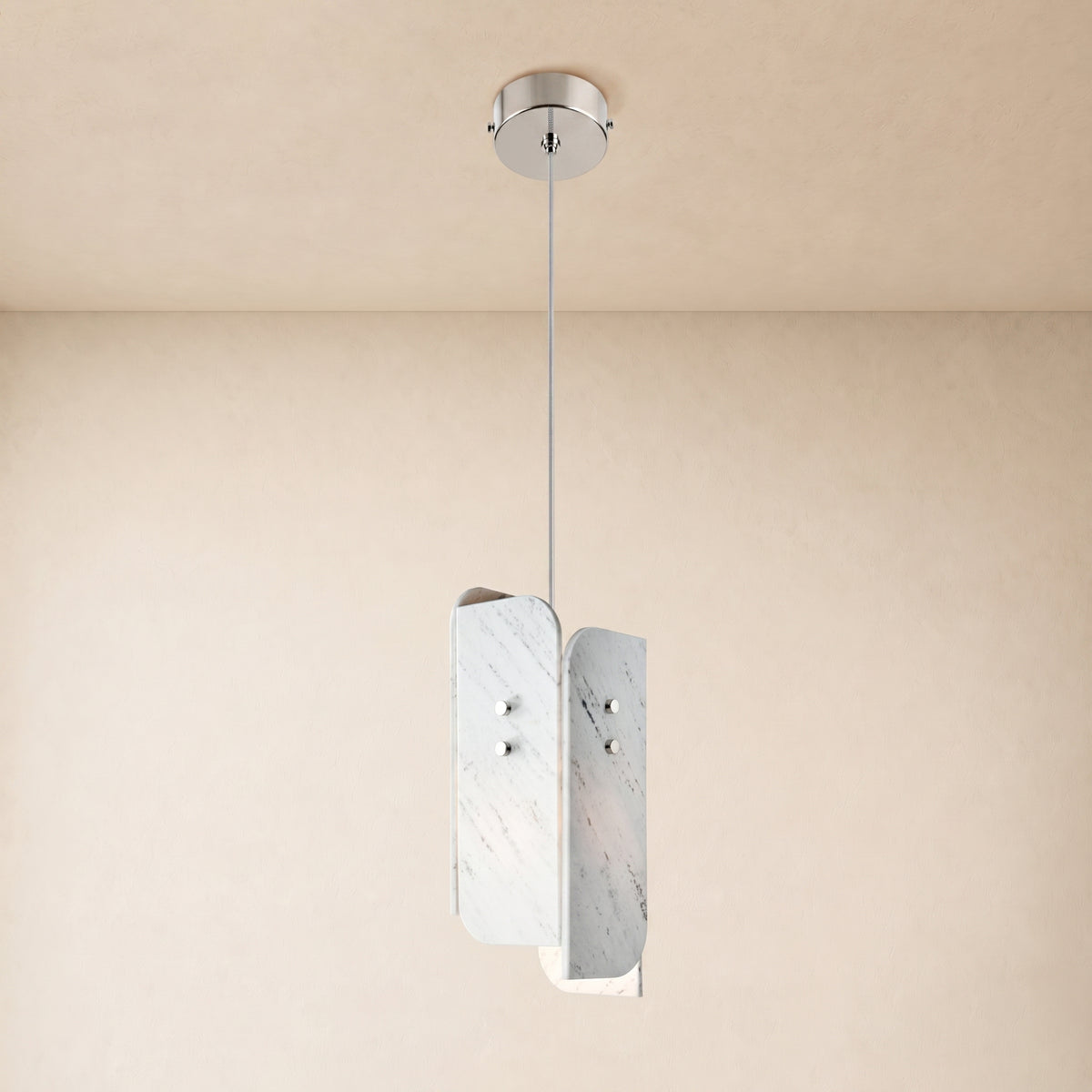 Pietra White Marble Oval Pendant Light 6"D