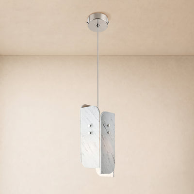 Pietra White Marble Oval Pendant Light 6"D