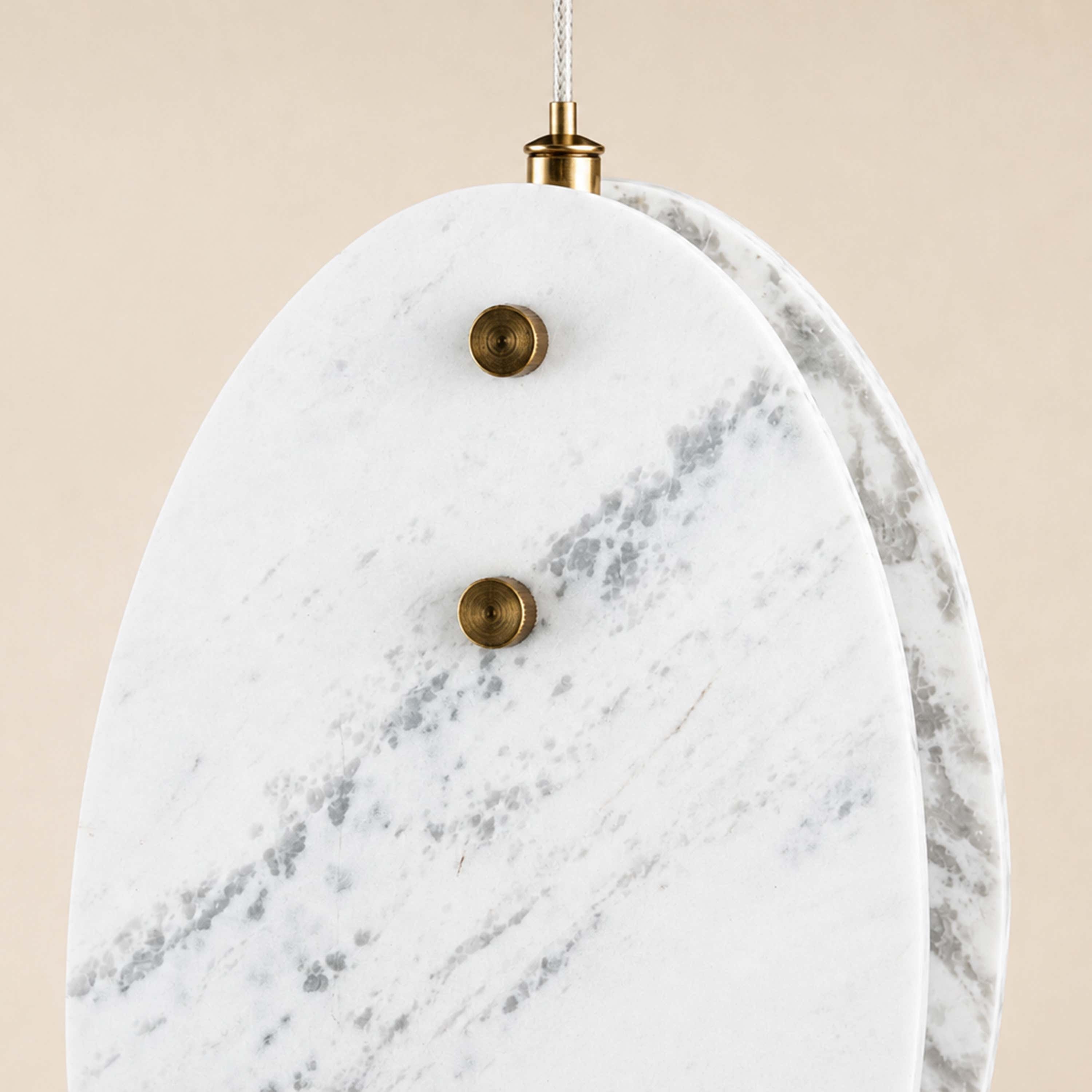 Pietra White Stone Oval Pendant 10"H
