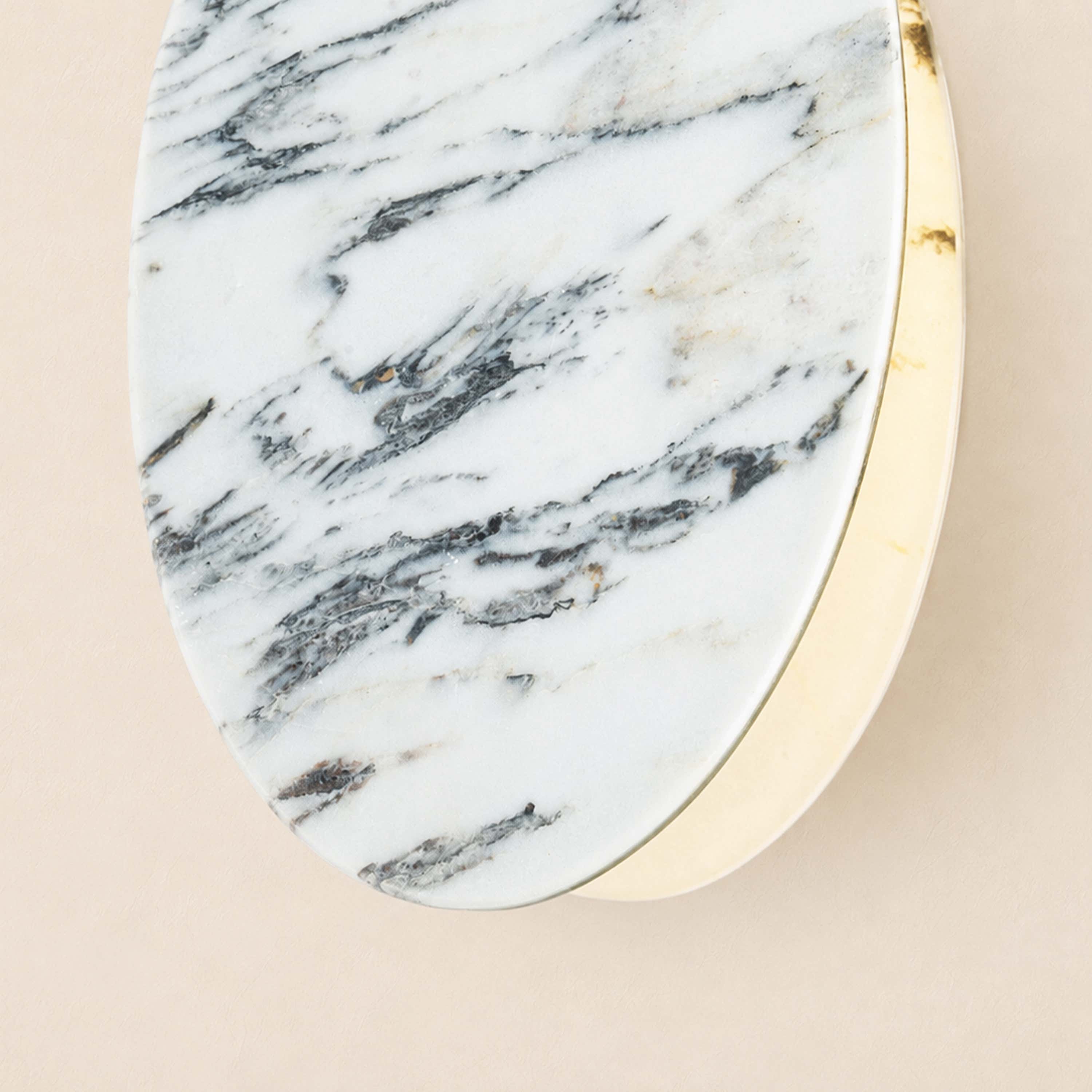 Pietra Eastern White Stone Oval Pendant 10"H