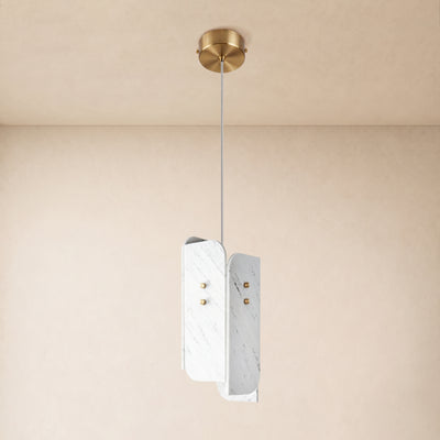 Pietra White Marble Oval Pendant Light 6"D