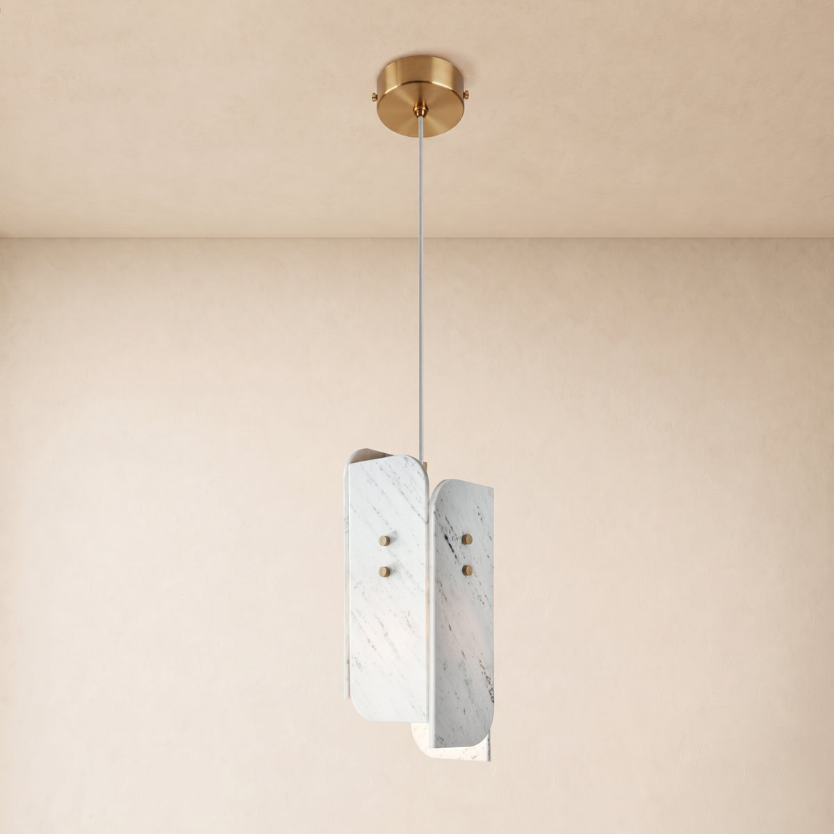 Pietra White Marble Oval Pendant Light 6"D