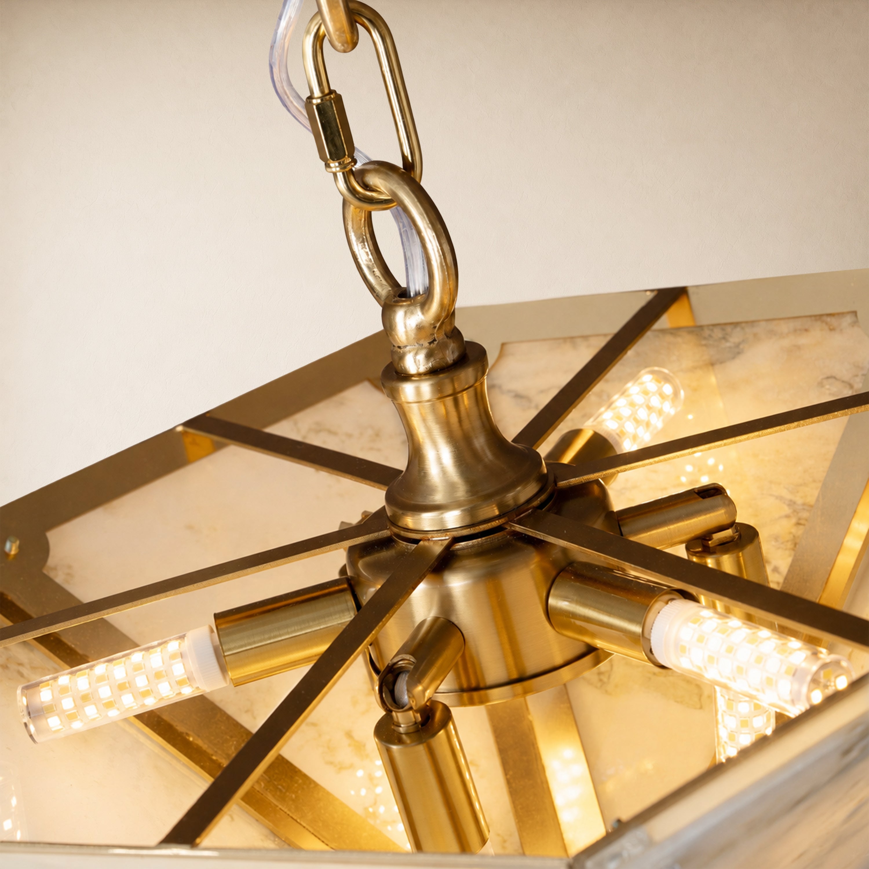 Pietra White Marble Hexagonal Lantern Pendant 15.7"D
