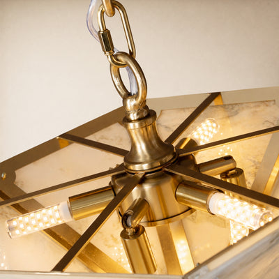 Pietra White Marble Hexagonal Lantern Pendant 15.7"D