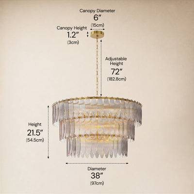 Ardelyne Glass Three-Tier Round Chandelier 26-38"D 