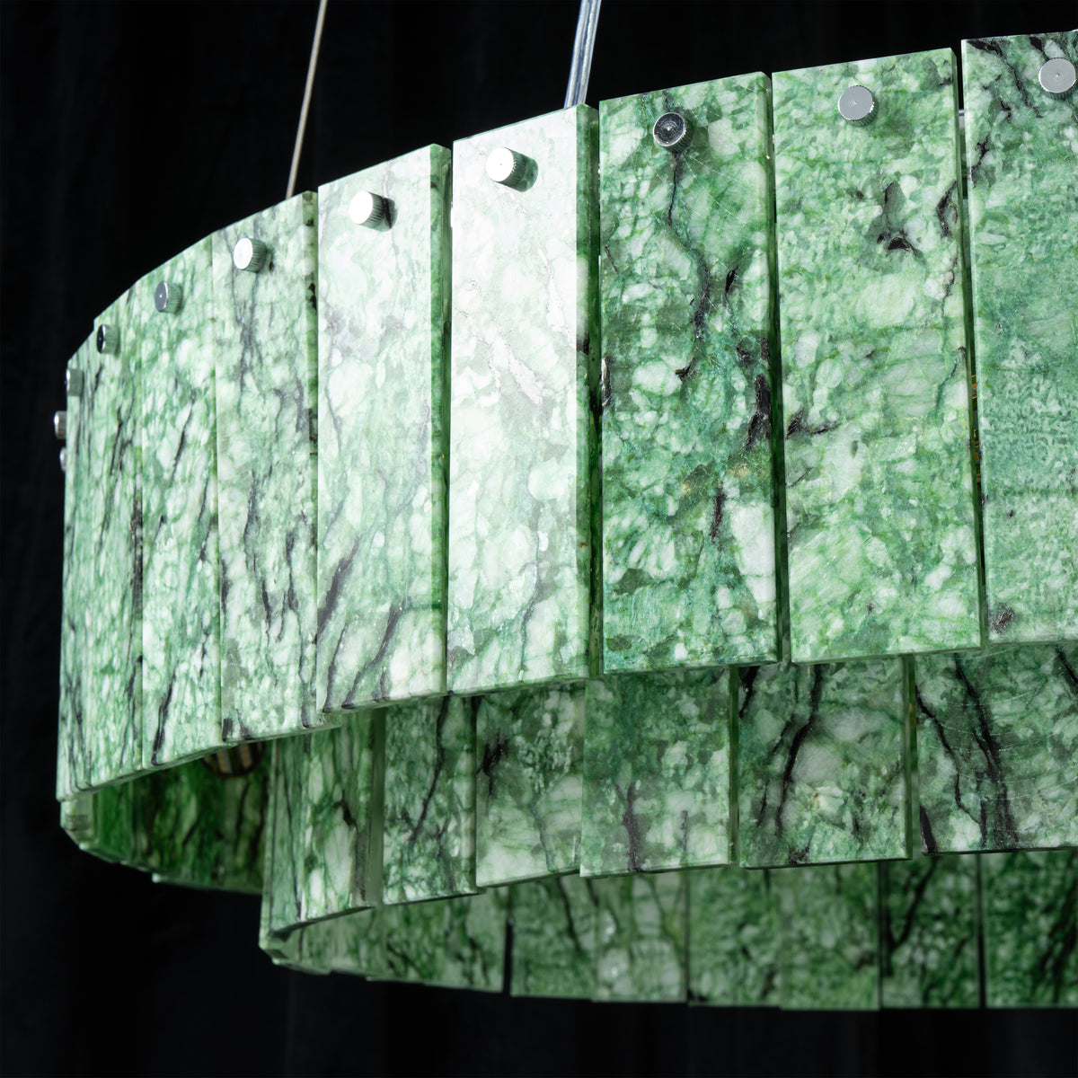 Pietra Forest Green Marble Tiered Round Chandelier 31.4"D