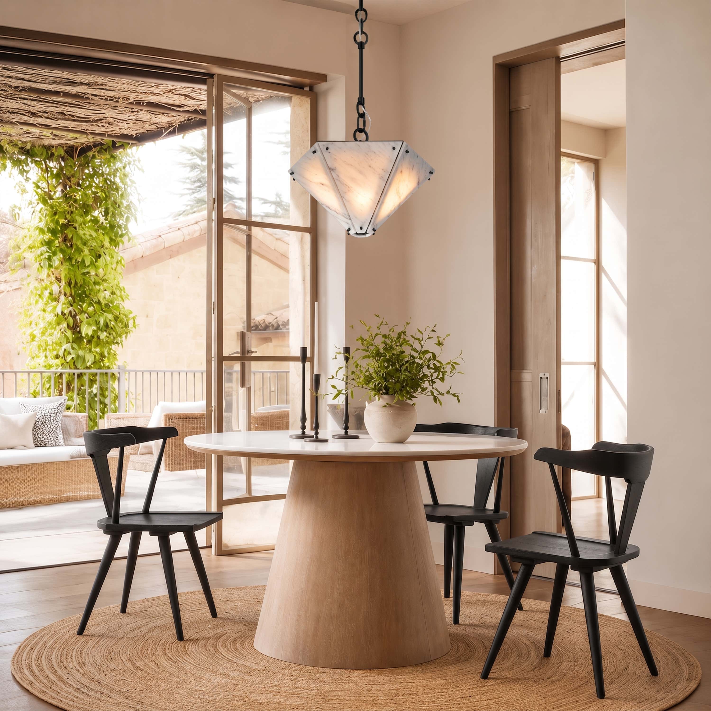 Pietra White Marble Hexagonal Lantern Pendant 15.7"D