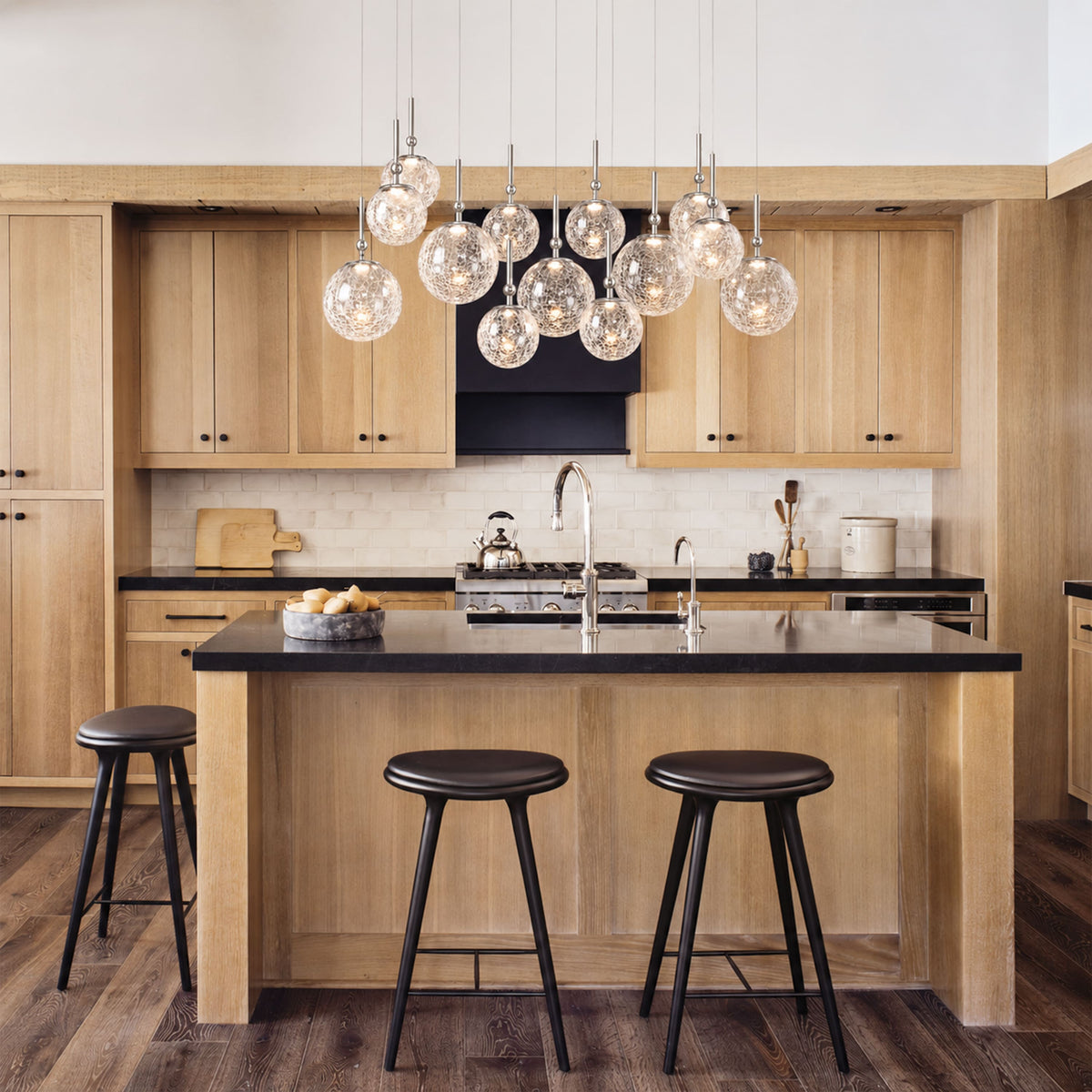 Elowen Crackled Glass Cluster Rectangular Chandelier