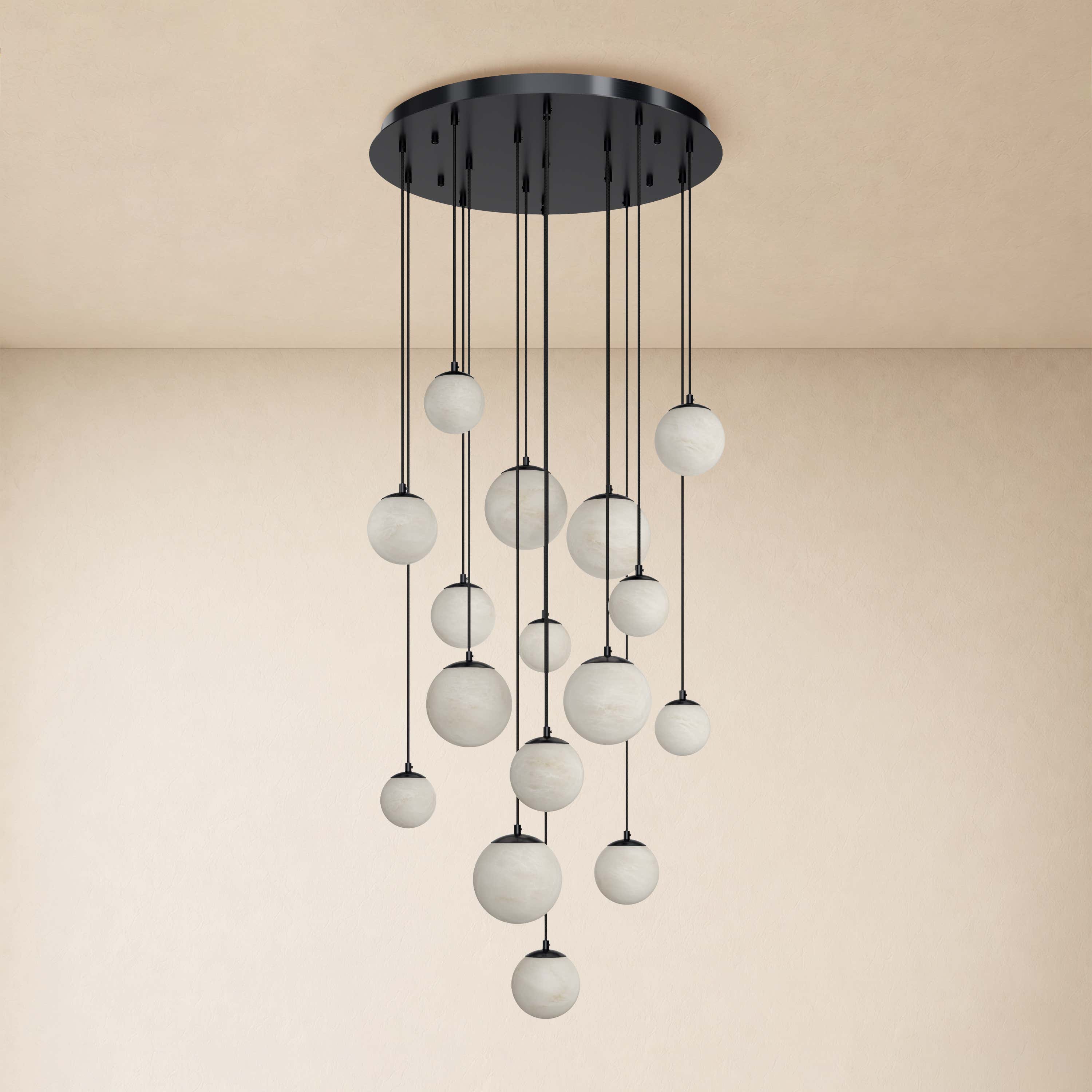 Elviora Resin Alabaster Globe Round Chandelier