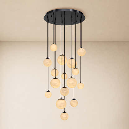 Elviora Resin Alabaster Globe Round Chandelier