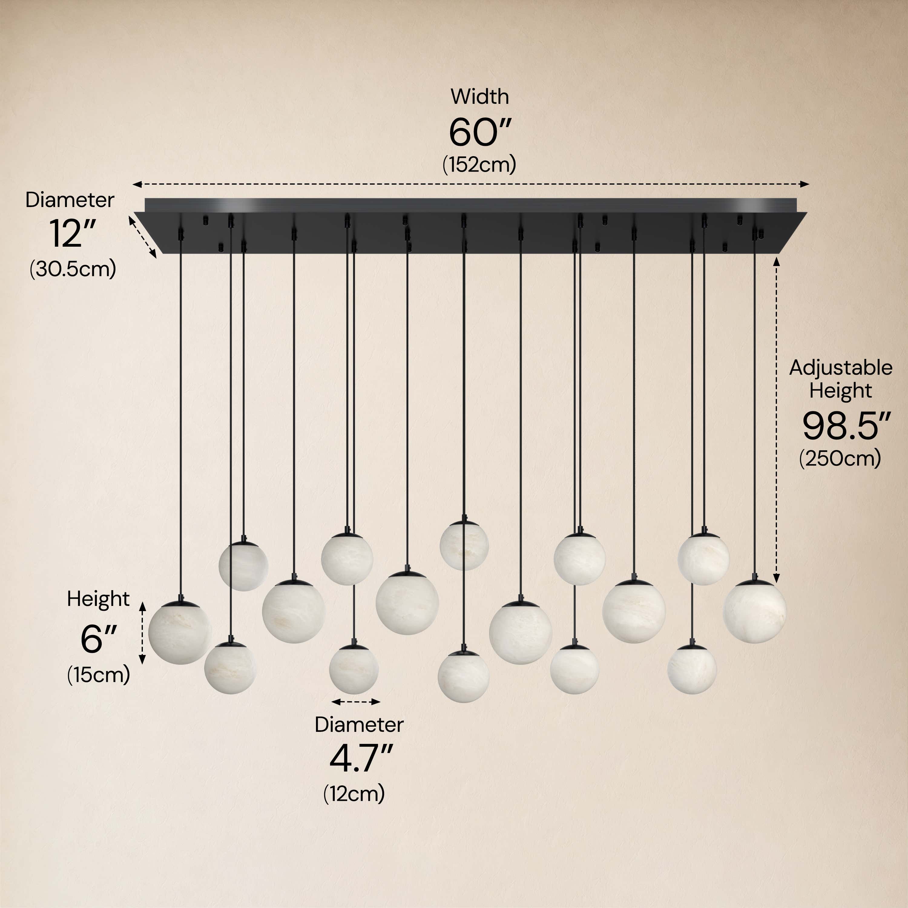 Elviora Resin Alabaster Globe Rectangular Chandelier