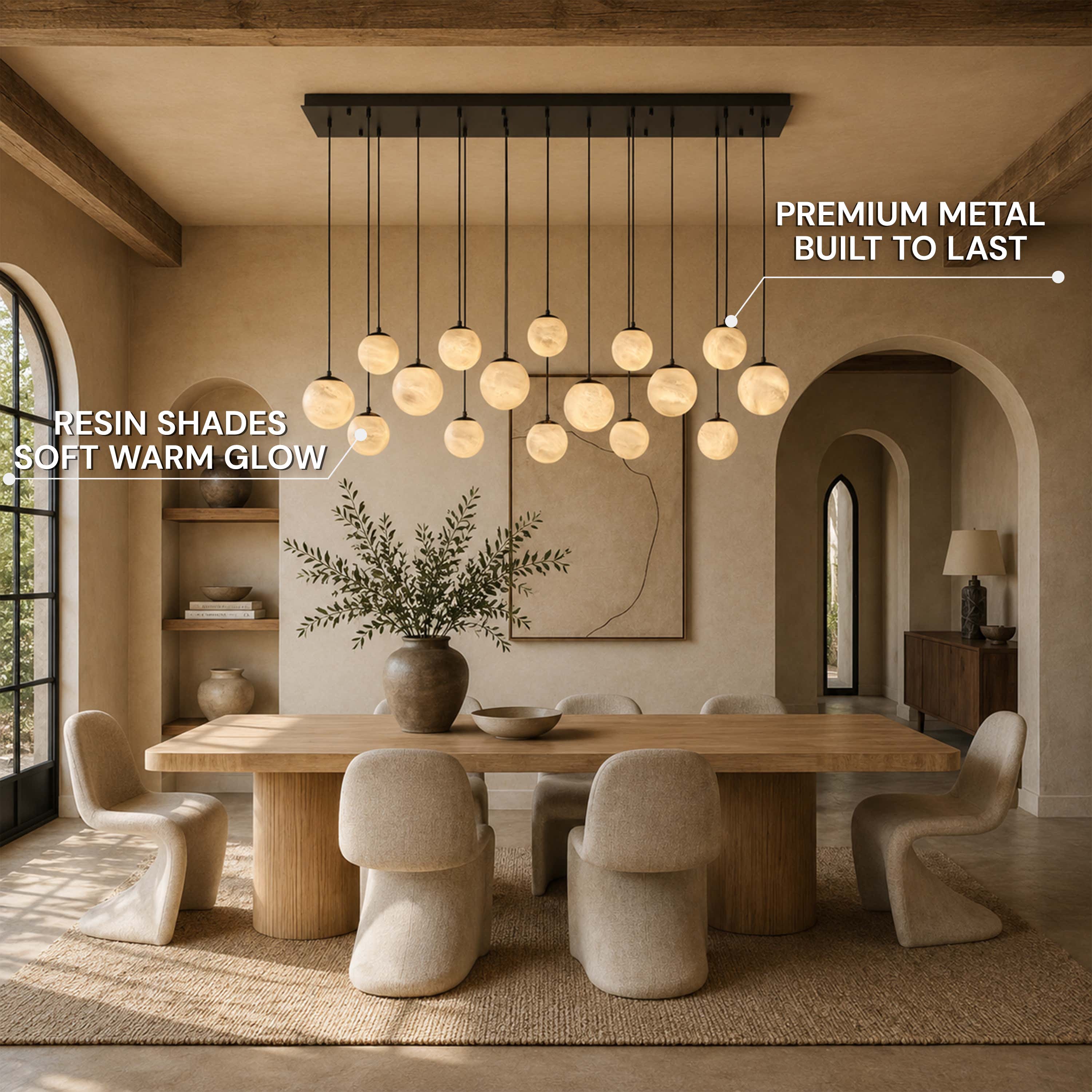 Elviora Resin Alabaster Globe Rectangular Chandelier