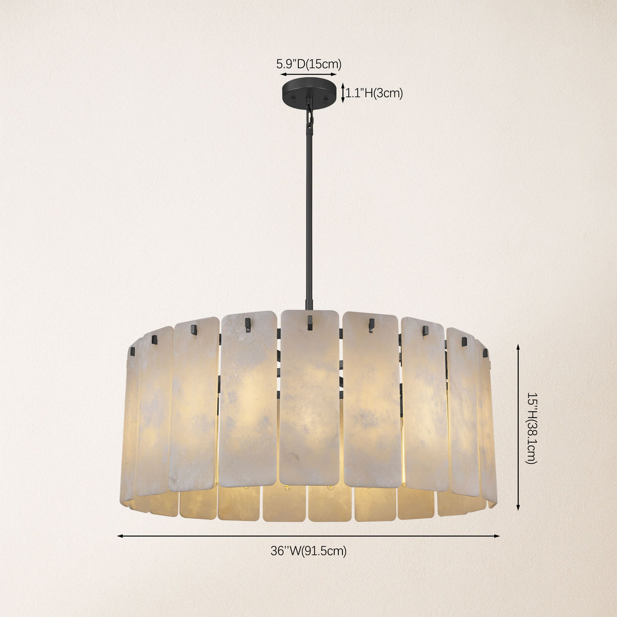 Lunara Alabaster Round Chandelier 36"W