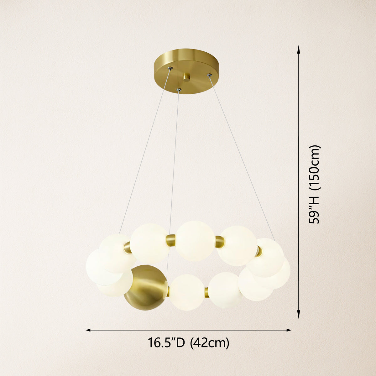 Velora Pearl Bead Round Chandelier 16.5"D