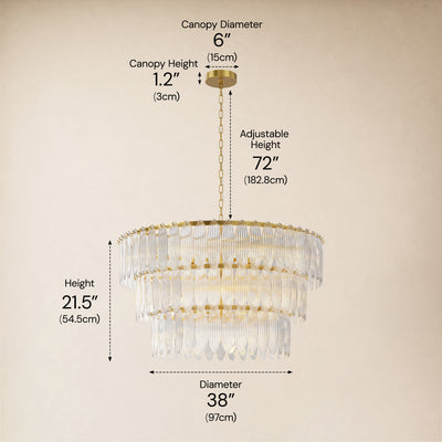 Ardelyne Glass Three-Tier Round Chandelier 26-38"D 