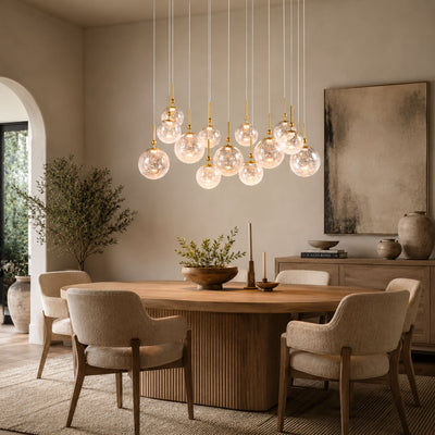 Elowen Crackled Glass Cluster Rectangular Chandelier