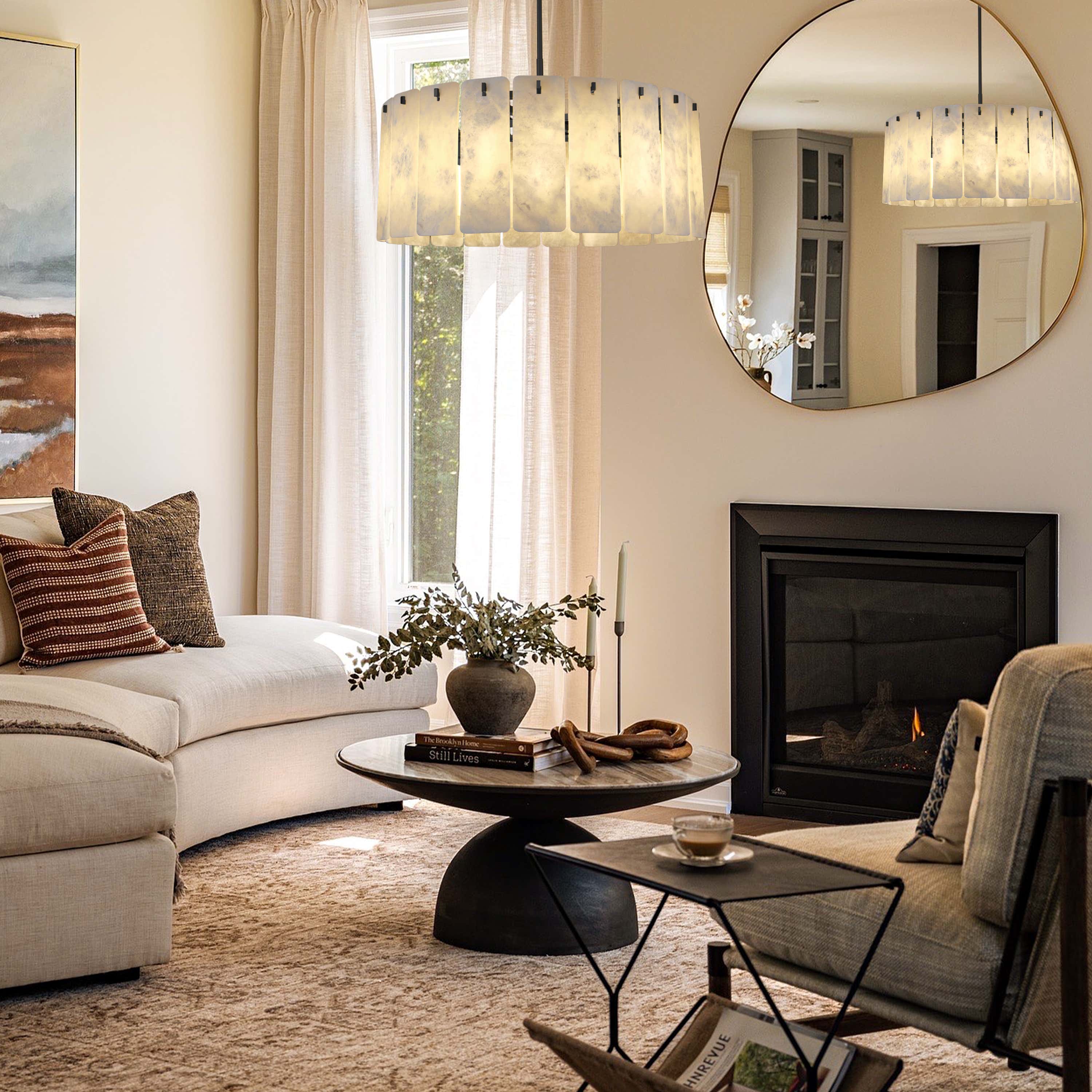 Lunara Alabaster Round Chandelier 36"W