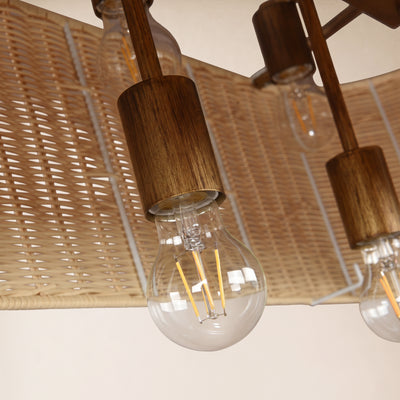 Cavana Rattan Tiered Rectangular Chandelier 53.9"W