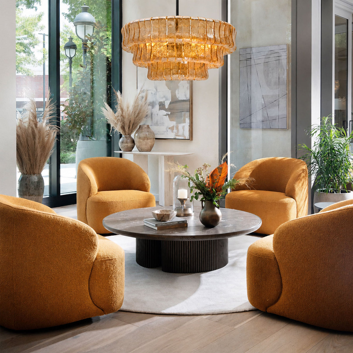 Ondalia Art Glass Round Chandelier