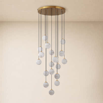 Solindra Resin Alabaster Texture Globe Cascade Chandelier