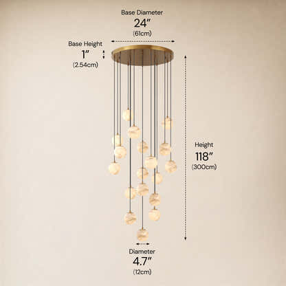 Solindra Resin Alabaster Texture Globe Cascade Chandelier
