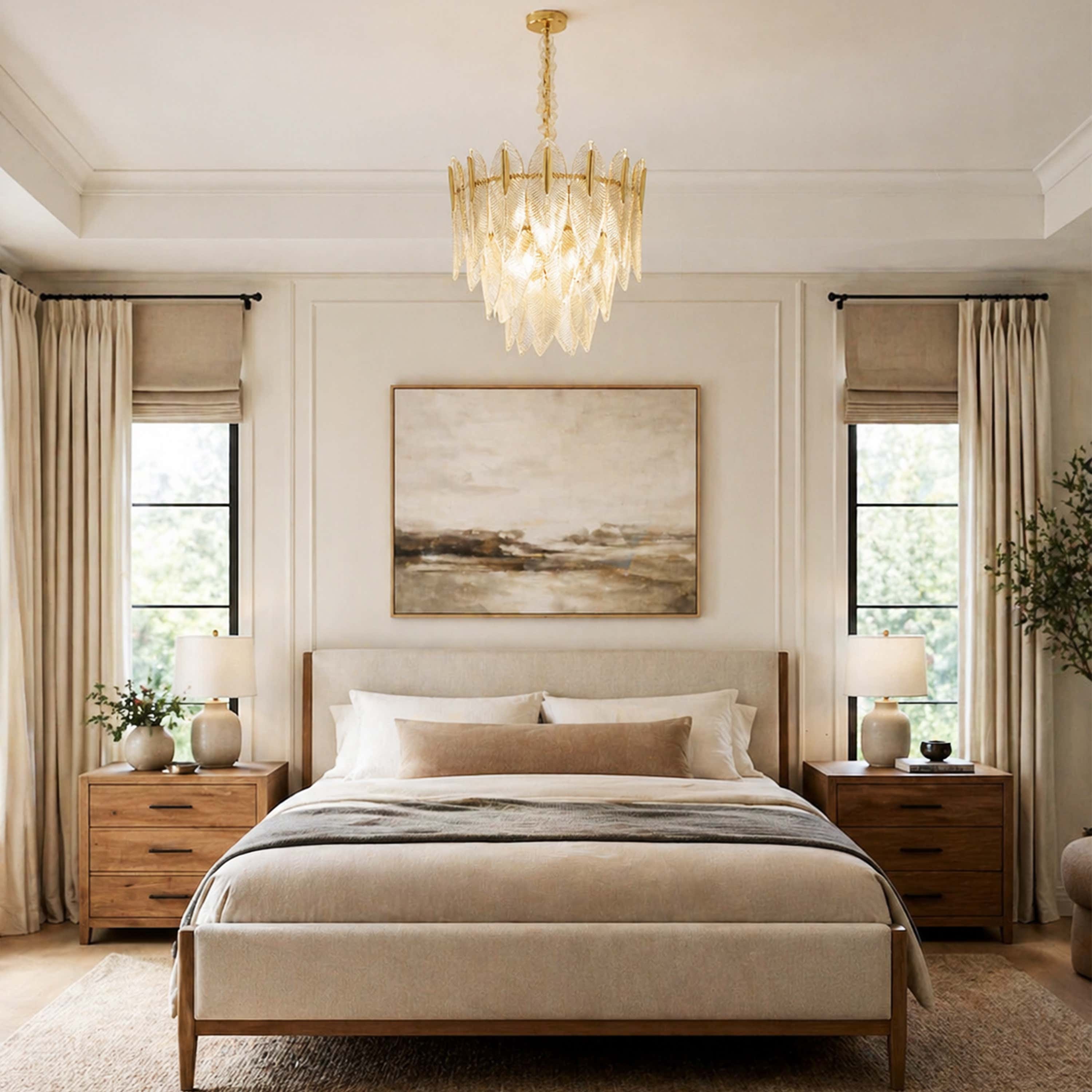 Marilyn Glass Feathers Round Chandelier