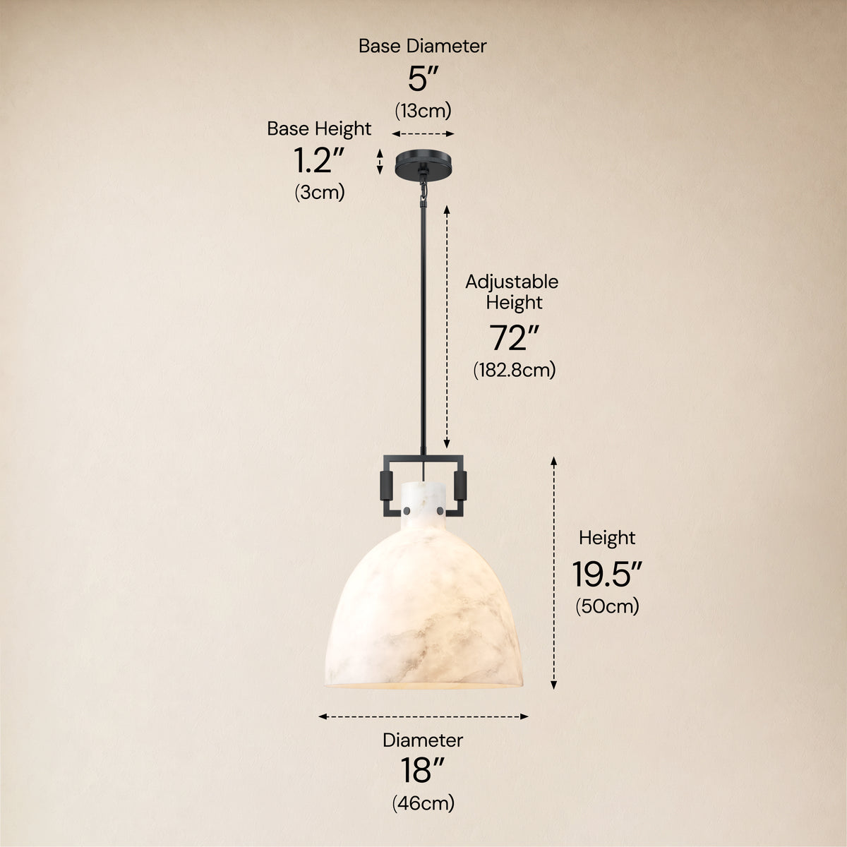 Lioren Resin Dome Pendant Light 18"D