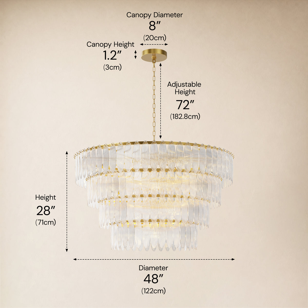 Ardelyne Glass Four-Tier Round Chandelier 48"D 