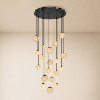 Elviora Resin Alabaster Globe Round Chandelier