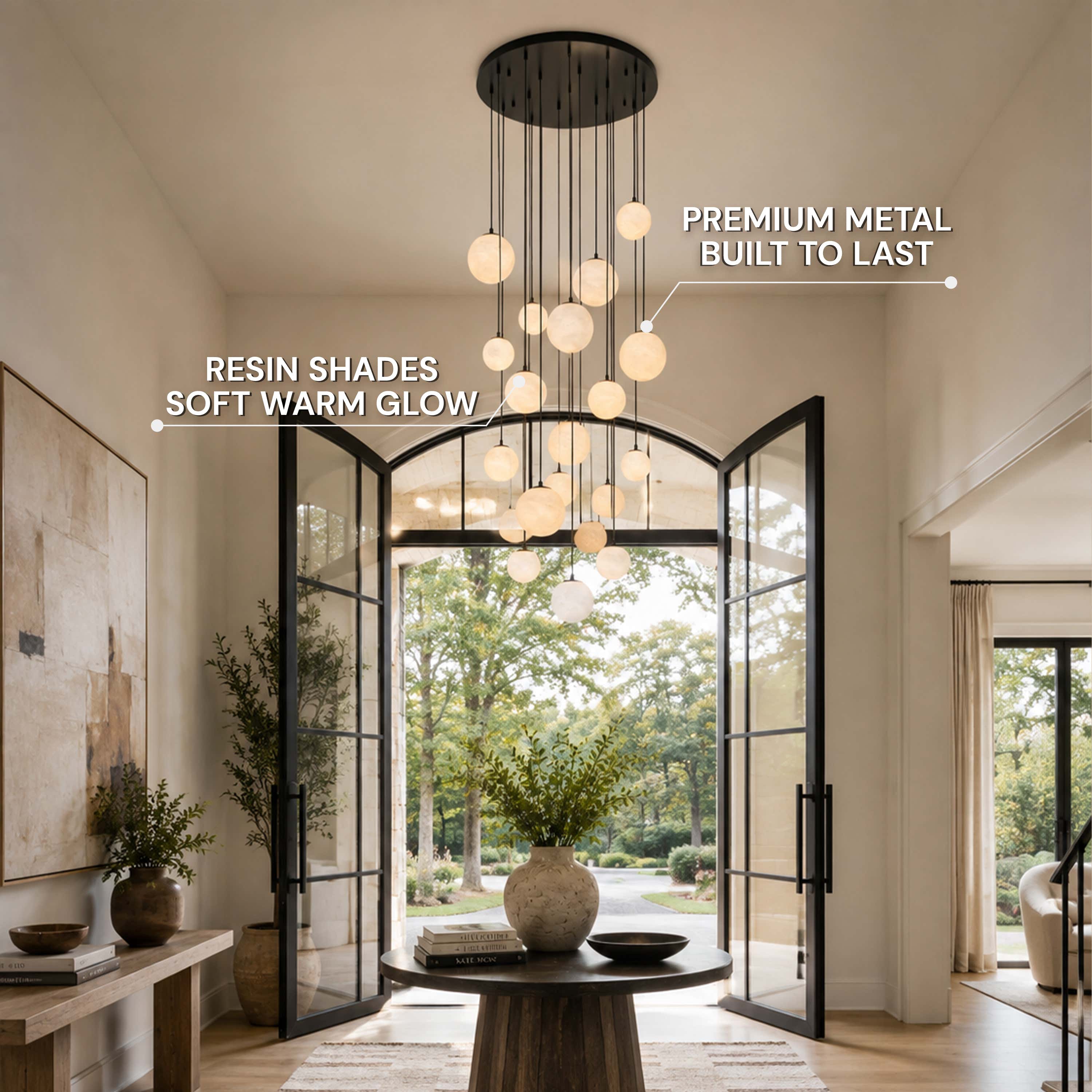 Elviora Resin Alabaster Globe Round Chandelier