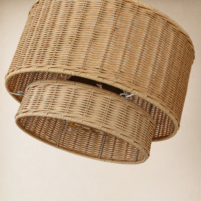 Cavana Rattan Tiered Round Pendant 16.1"D